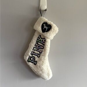 Victoria’s Secret PINK Sherpa Christmas Stocking White Plush Holiday Decor
